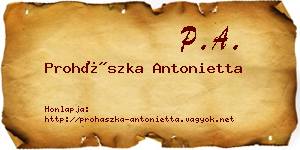 Prohászka Antonietta névjegykártya